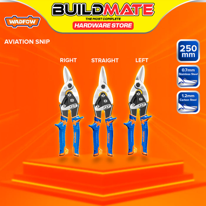 BUILDMATE Wadfow Aviation Snip 250mm Left / Straight / Right Cut Scissor Sheet Metal Hand Shear Cutting Compound Action Tin Snip - WHT