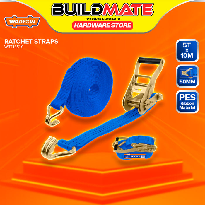 BUILDMATE Wadfow Ratchet Straps 2T-5T Heavy Duty Adjustable Tie Down Cargo Lashing Load Securing Belt Luggage Straps Tow Rope Safety Lock - WHT