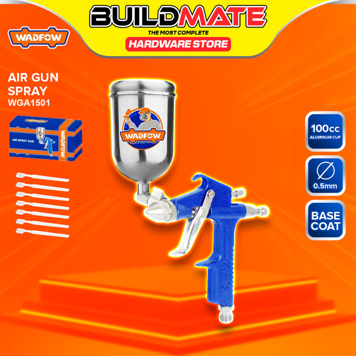 BUILDMATE Wadfow Base Coat / Gravity Feed Air Spray Gun 100cc / 400cc / 600cc w/o Quick Plug High Quality Finish Car Paint Sprayer For DIY & Automotive Use - WHT