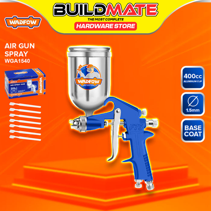 BUILDMATE Wadfow Base Coat / Gravity Feed Air Spray Gun 100cc / 400cc / 600cc w/o Quick Plug High Quality Finish Car Paint Sprayer For DIY & Automotive Use - WHT