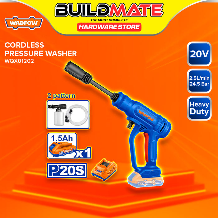 BUILDMATE Wadfow 20V Cordless Pressure Washer 24.5 Bar 2-Pattern Rechargeable Car Wash Water Spray Gun Power Washer Cleaner Sprayer Cleaning Tool - ICPT