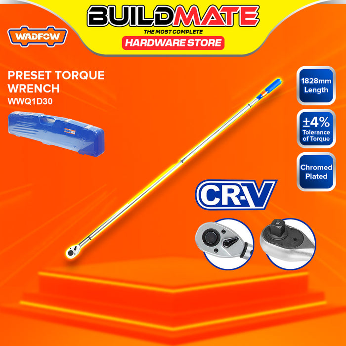 BUILDMATE Wadfow 1" / 3/4" Preset Torque Wrench Cr-V+Cr-Mo Chrome Plated Pre-calibrated Torque Socket Wrench Nut Bolt Remover Repair Hand Tools - WHT