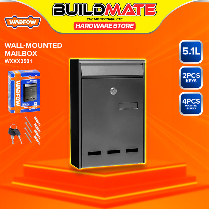 BUILDMATE Wadfow Wall-Mounted Mailbox With Secure Lock & Key Weatherproof Lockable Outdoor Postbox Mail Delivery Storage Letterbox for Home & Office - WHT