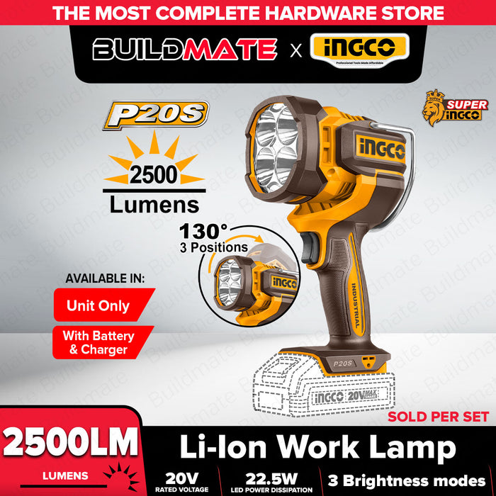 Buildmate x INGCO 20V Cordless Work Lamp 2500LM CWLI20885/CWLI20887 ICPT