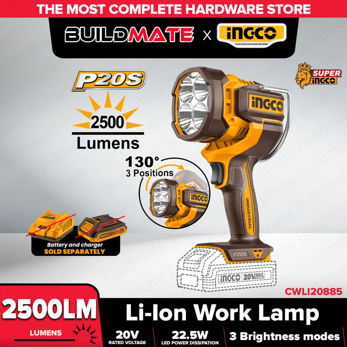 Buildmate x INGCO 20V Cordless Work Lamp 2500LM CWLI20885/CWLI20887 ICPT