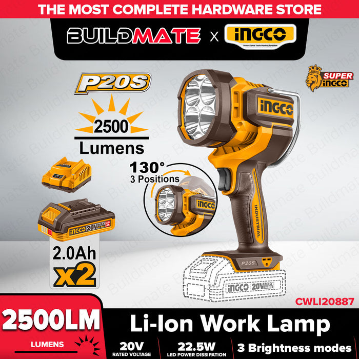 Buildmate x INGCO 20V Cordless Work Lamp 2500LM CWLI20885/CWLI20887 ICPT