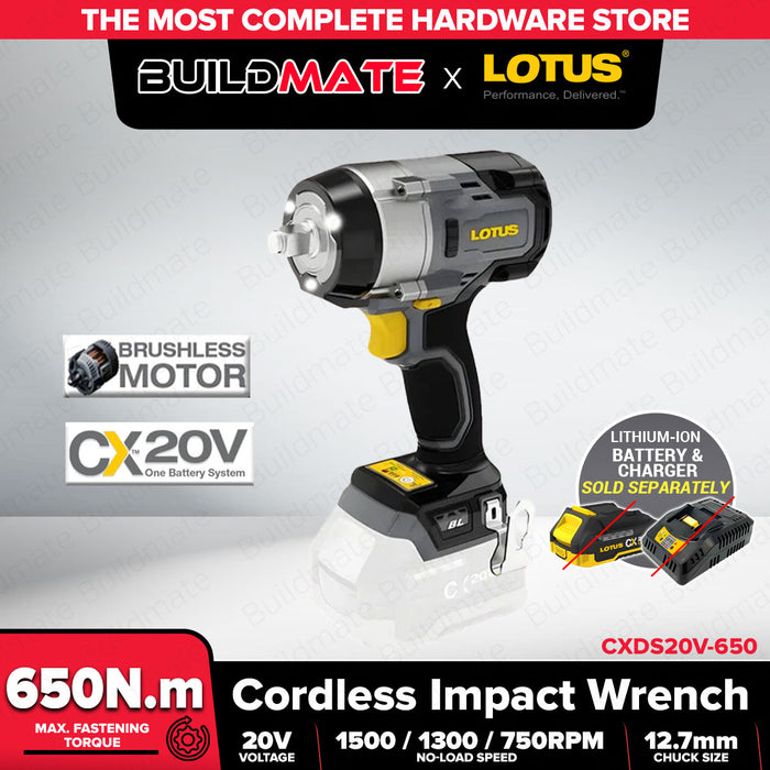 Buildmate x LOTUS 20V Brushless Impact Wrench 650Nm 1/2″ Bare Tool CXDS20V-650 LPT