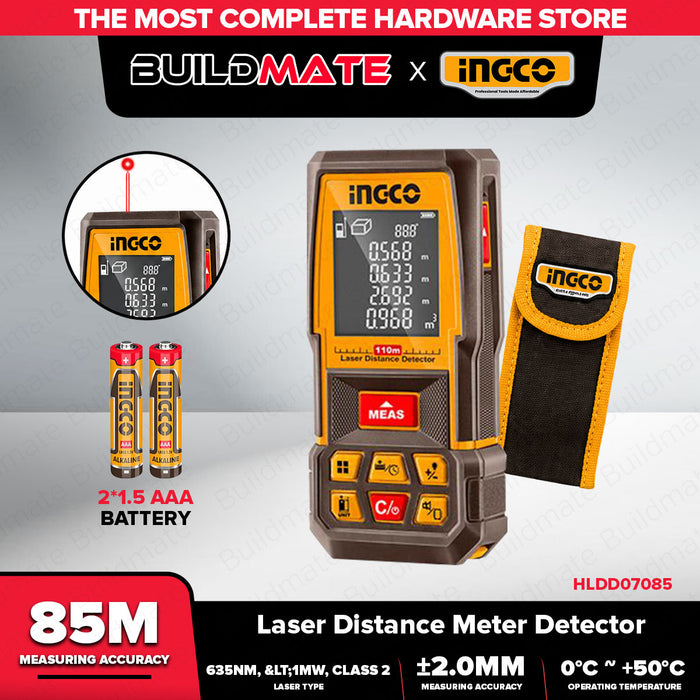 Buildmate x INGCO Laser Distance Meter Detector 55M/85M/110M Digital Laser Measure Range Finder HLDD05086 HLDD07085 HLDD10089 IPT