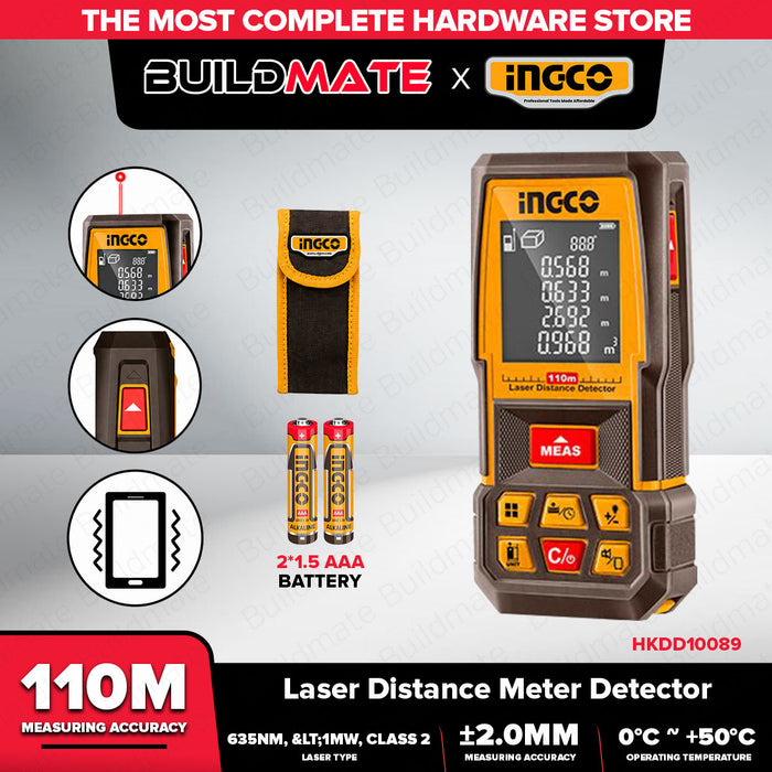 Buildmate x INGCO Laser Distance Meter Detector 55M/85M/110M Digital Laser Measure Range Finder HLDD05086 HLDD07085 HLDD10089 IPT