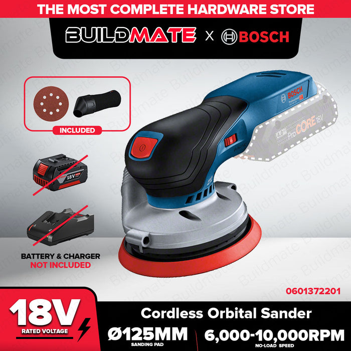 BUILDMATE Bosch Cordless Random Orbital Sander Wood 18V 125mm Variable Speed (BARE TOOL) Wood Sander Orbital Sander Finishing Sander Wood Orbital Sanding Finish Polishing Machine Electric Sander GEX18V-125 0601372201 • BLC