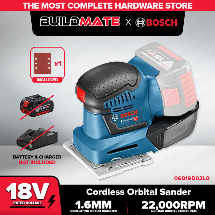 BOSCH Professional Lithium Ion Li-Ion Cordless Orbital Sander Solo GSS 18V-LI 06019D02L0 BLC