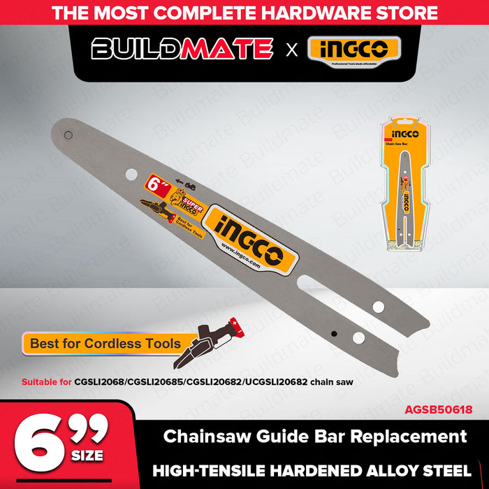 Buildmate x INGCO Chainsaw Guide Bar Replacement 6in/8in/12in/16in Chain Saw Bar AGSB50601 AGSB50618 AGSB50801 AGSB50818 AGSB51201 AGSB51603 IHT