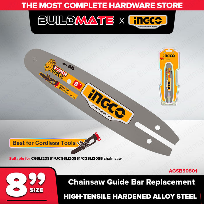 Buildmate x INGCO Chainsaw Guide Bar Replacement 6in/8in/12in/16in Chain Saw Bar AGSB50601 AGSB50618 AGSB50801 AGSB50818 AGSB51201 AGSB51603 IHT