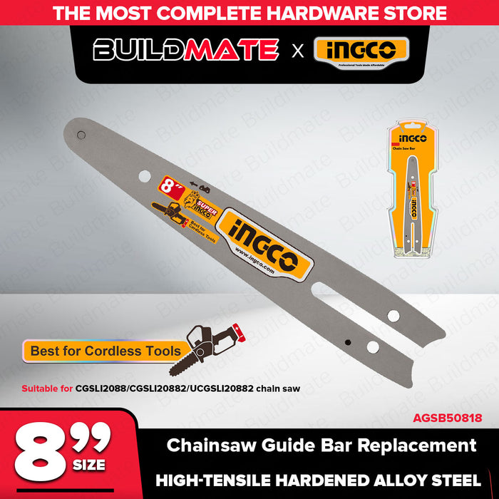 Buildmate x INGCO Chainsaw Guide Bar Replacement 6in/8in/12in/16in Chain Saw Bar AGSB50601 AGSB50618 AGSB50801 AGSB50818 AGSB51201 AGSB51603 IHT