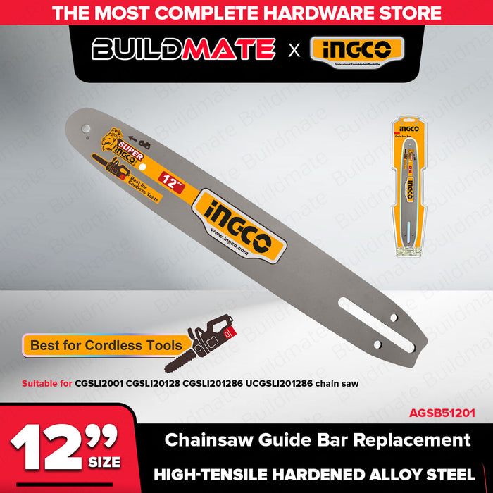 Buildmate x INGCO Chainsaw Guide Bar Replacement 6in/8in/12in/16in Chain Saw Bar AGSB50601 AGSB50618 AGSB50801 AGSB50818 AGSB51201 AGSB51603 IHT