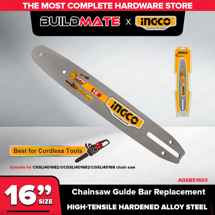 Buildmate x INGCO Chainsaw Guide Bar Replacement 6in/8in/12in/16in Chain Saw Bar AGSB50601 AGSB50618 AGSB50801 AGSB50818 AGSB51201 AGSB51603 IHT