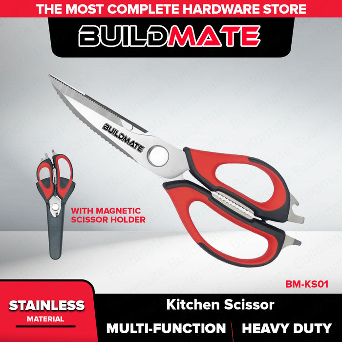 Buildmate Multi Purpose Stainless Kitchen Scissor Heavy Duty Can Opener Crab Nut Cracker Meat Cutter Snipping BM-KS01