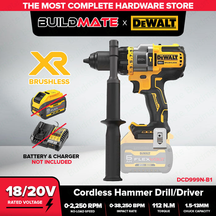 Buildmate x DEWALT SOLO 20V 1/2in 126NM Max Brushless Hammer Drill/Driver w/ Flexvolt Advantage DCD999N-B1