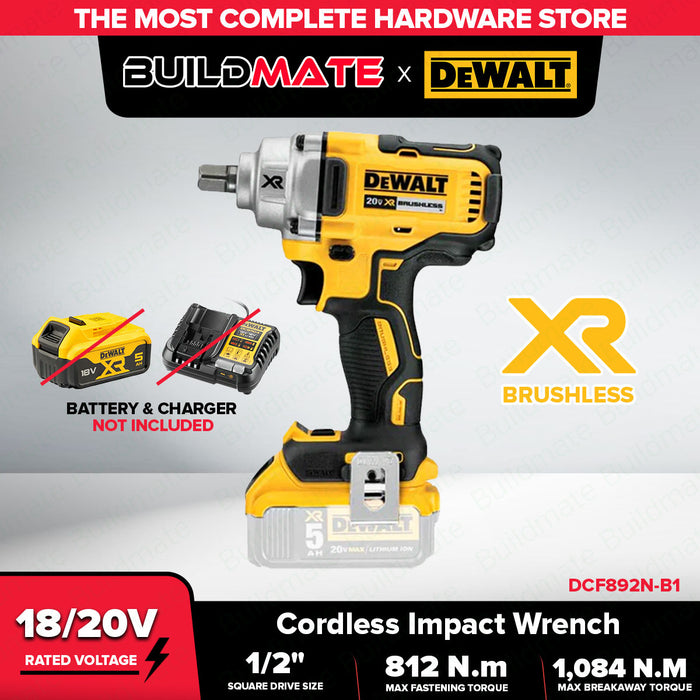 Buildmate x DEWALT ATOMIC 20V XR Max Brushless 1/2IN 1084Nm Cordless Impact Wrench Detent Pin (BARE) DCF892N-B1