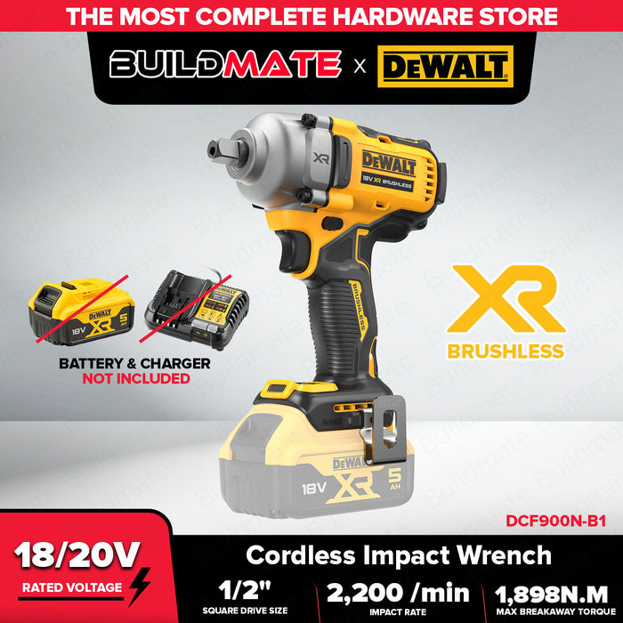 Buildmate x DEWALT 20V XR Max Brushless 1/2IN 1898Nm Cordless Impact Wrench Hog Ring (BARE) DCF900N-B1