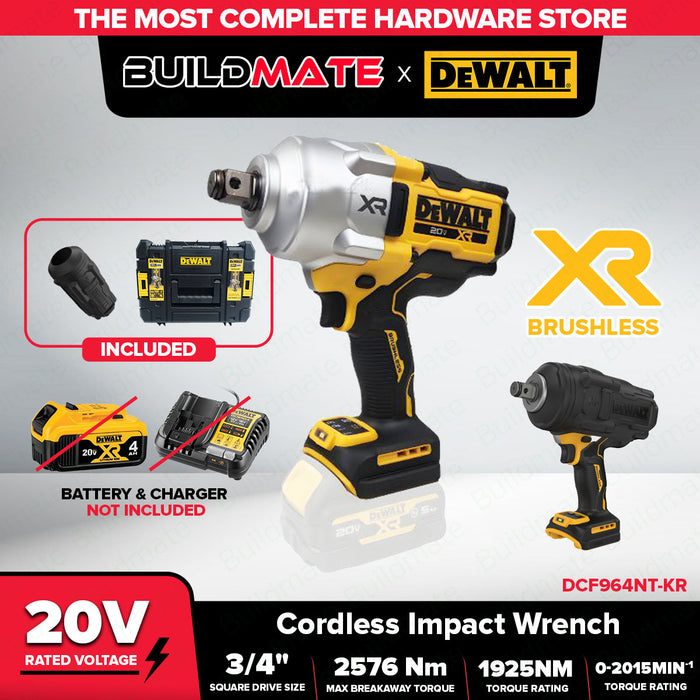 Buildmate x DEWALT Atomic 20V XR Max Brushless 1/2IN 3/4 Impact Wrench 1900Nm w/ Hog Ring (BARE) DCF964NT-KR