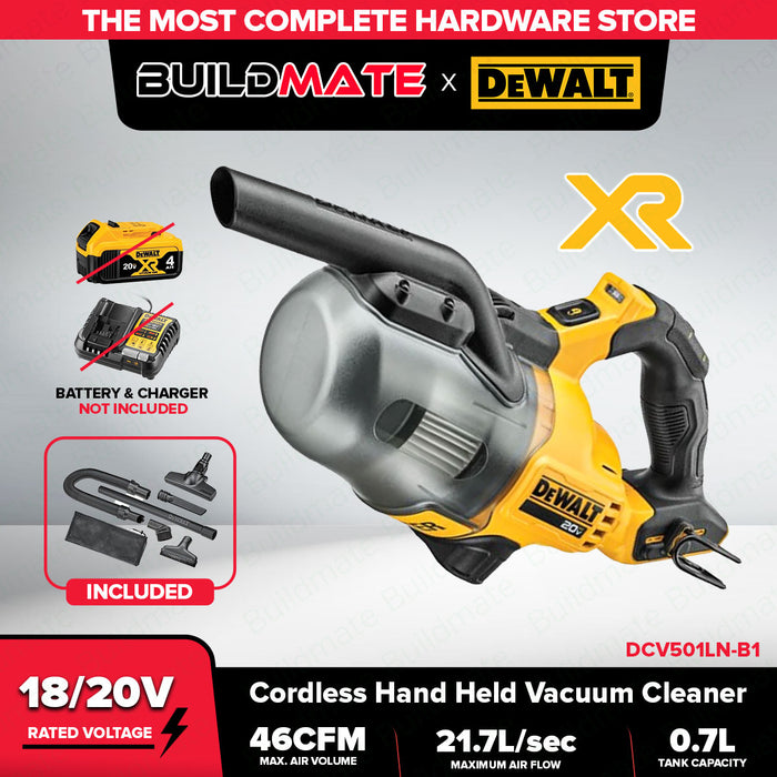 Buildmate x DEWALT 20V XR Max Brushless HEPA Cordless Dry Vacuum 0.7L (BARE) DCV501LN-B1