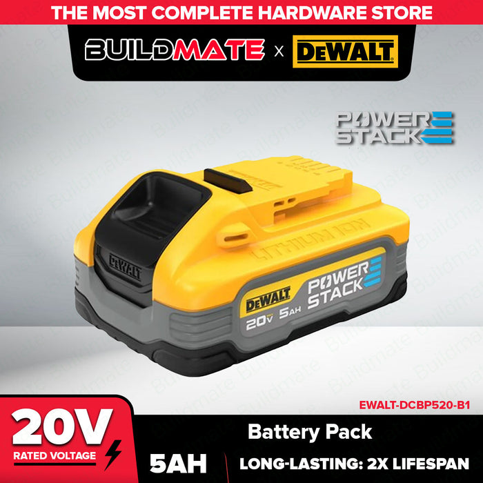 BUILDMATE x DEWALT 20V Max 5Ah Battery | Li-Ion Pack w/ Fuel Gauge, Durable Overmold Design DCBP520-B1