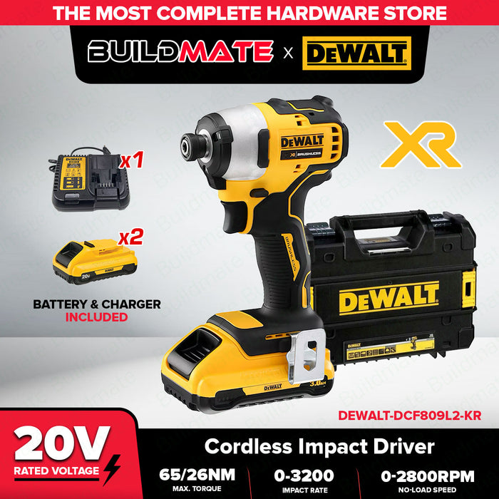 DEWALT 20V Max 3.0Ah Impact Driver | 190Nm | Cordless | DCB115 | DCF809L2-KR