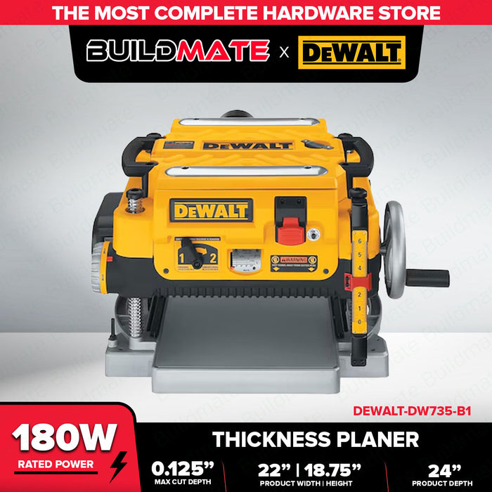 BUILDMATE x DEWALT 1800W 13" Thickness Planer | 3-Blade, 3mm DOC, Heavy-Duty Bench Tool DW735-B1