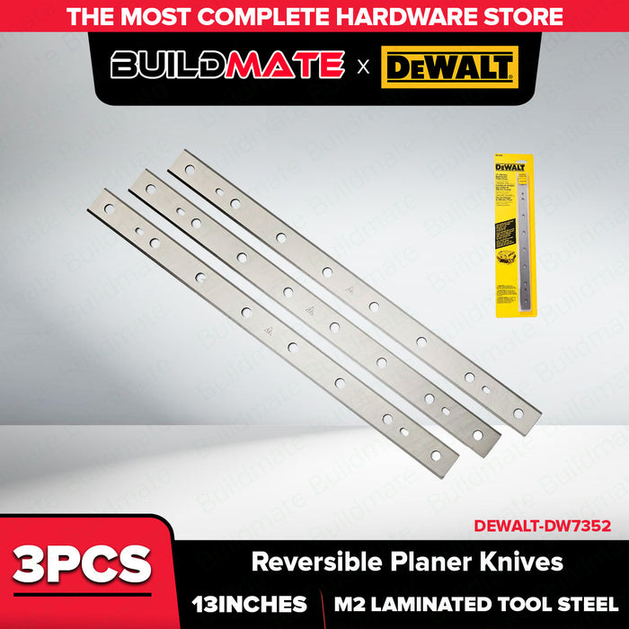 BUILDMATE x DEWALT DW7352 Reversible Planer Knives | 13" Replacement Blade Set (3pcs) for DW735