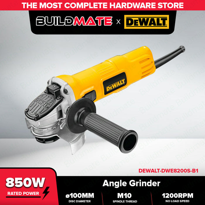 BUILDMATE x DEWALT 850W Angle Grinder | 100mm, 12,000 RPM, M10 Spindle, Slide Switch DWE8200S-B1