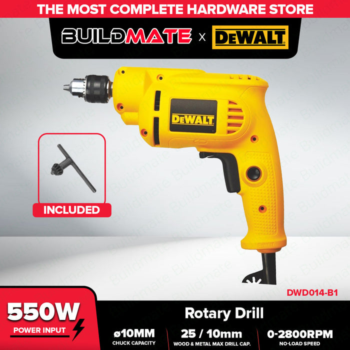 Buildmate x DEWALT 550W 10mm Variable Speed Rotary Drill Compact Electric Drill DWD014-B1