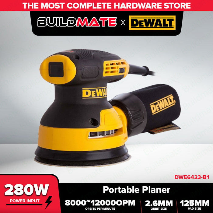 Buildmate x DEWALT 280W 125mm Variable Speed Random Orbital Sander with Dust Collector DWE6423-B1
