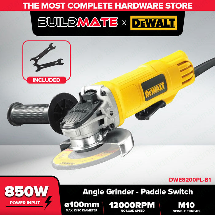 Buildmate x DEWALT 100MM 850W 4IN Angle Grinder Paddle Switch Compact Power Tool DWE8200PL-B1