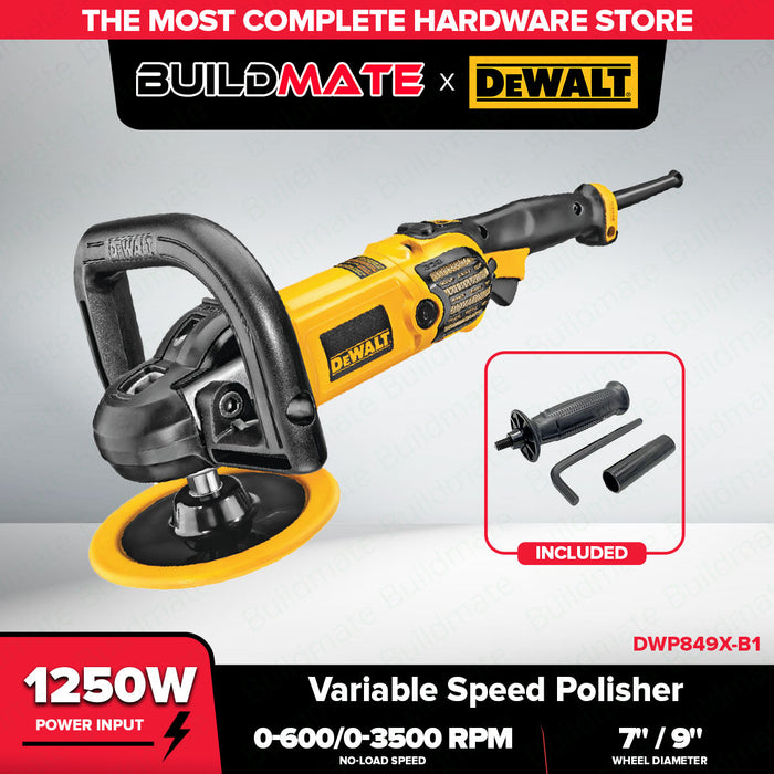 Buildmate x DEWALT 1250W 7in 9in Variable Speed Electric Polisher Car Buffer Tool DWP849X-B1