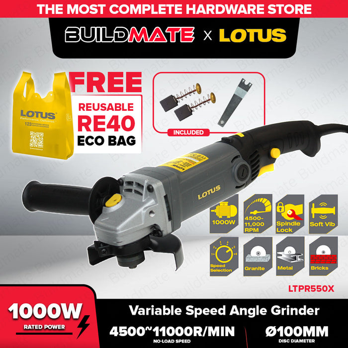 LOTUS Heavy Duty 1000W Angle Grinder 4 Trigger With Free Carbon Brush LTSG1000PX •BUILDMATE• LPT