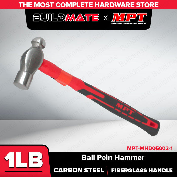 Buildmate x MPT Ball Pein Hammer Fiberglass Handle 1/2lb | 1lb Heavy Duty Hand Tool