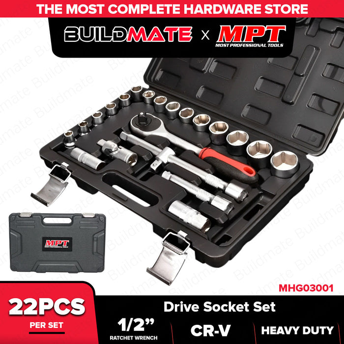 MPT 1/2" Drive Socket Set (22pcs/set) MHG03001 HT • MOST PROFESSIONAL TOOLS •