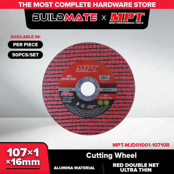 Buildmate x MPT Ultra Thin Cutting Disc Wheel 4" 107mm Double Net Red [SOLD PER CAN | PER PC] MUD01001-1071DR&nbsp;