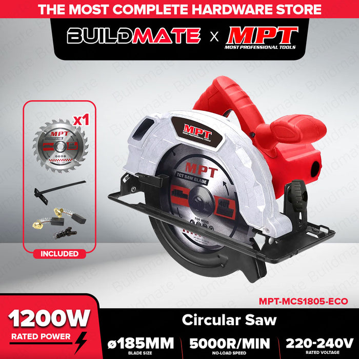 Buildmate x MPT Circular Saw 7" 1200W ECO Series Powerful Wood Cutting Tool MCS1805-ECO