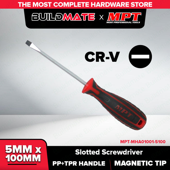 Buildmate x MPT Slotted Screwdriver 5x100MM/6x150MM/8x200MMChrome Vanadium Steel Hand Tool