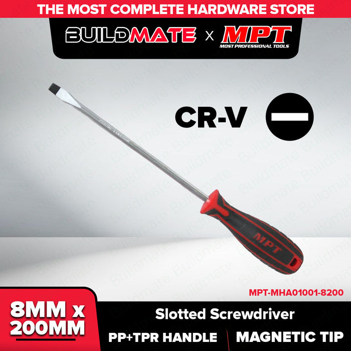 Buildmate x MPT Slotted Screwdriver 5x100MM/6x150MM/8x200MMChrome Vanadium Steel Hand Tool