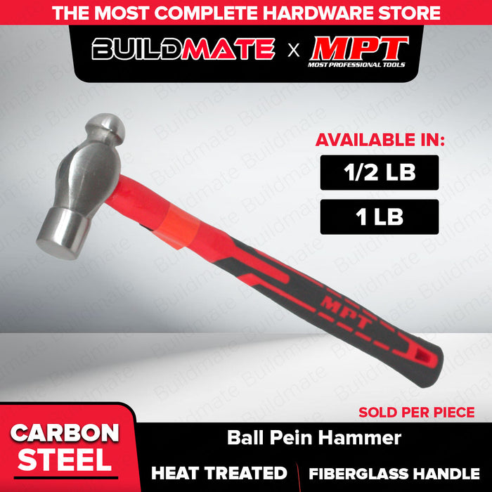 Buildmate x MPT Ball Pein Hammer Fiberglass Handle 1/2lb | 1lb Heavy Duty Hand Tool