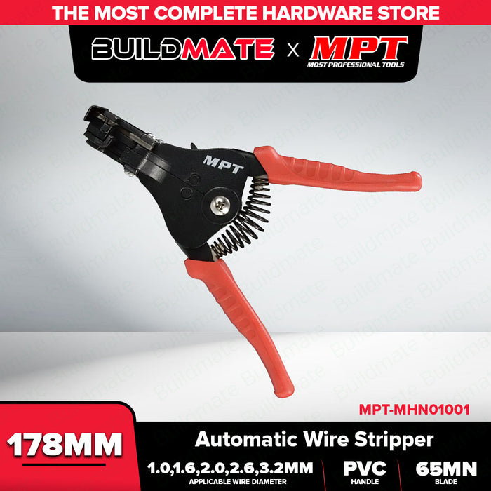 Buildmate x MPT Automatic Metal Wire Stripper 7" Heavy Duty Electrical Tool MHN01001