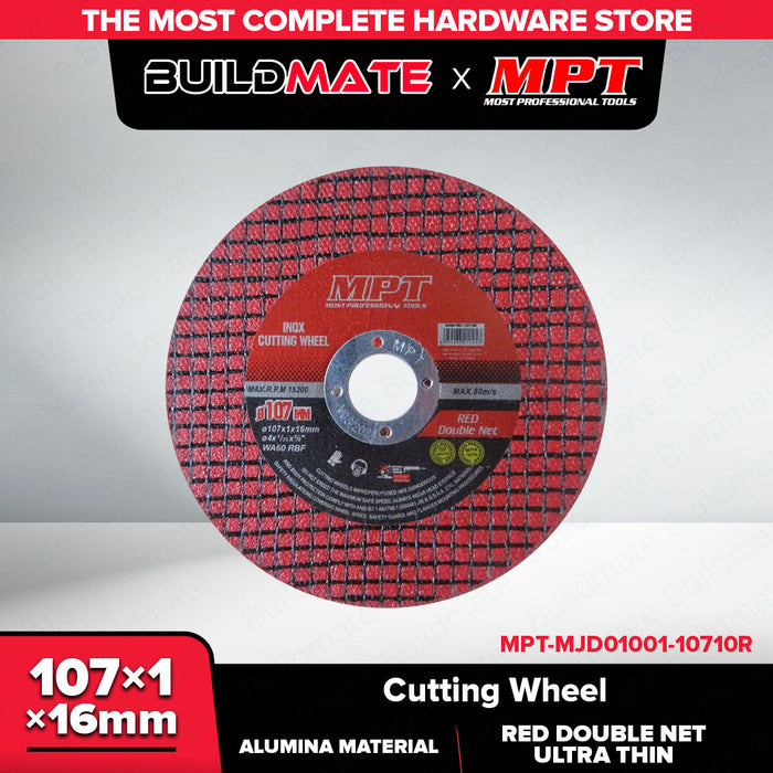 Buildmate x MPT Ultra Thin Cutting Disc Wheel 4" 107mm Double Net Red [SOLD PER CAN | PER PC] MUD01001-1071DR&nbsp;