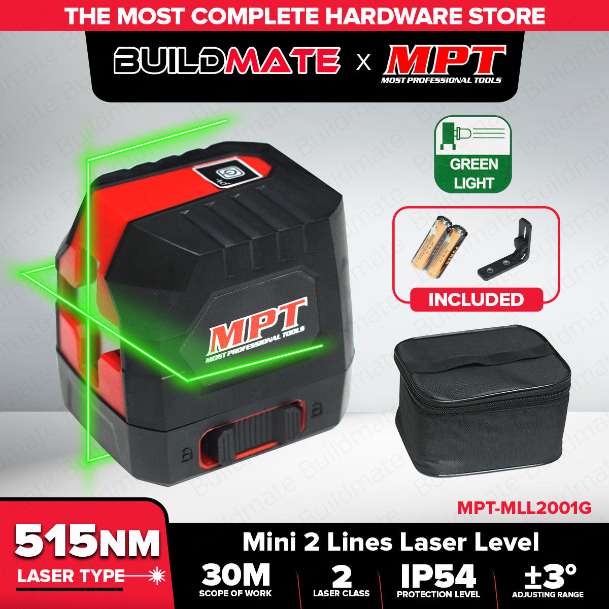 MPT Mini 2 Lines Line Laser Level MLL2001G PT • MOST PROFESSIONAL TOOL ...
