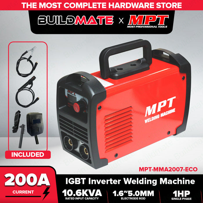 MPT MMA 200A Portable Welding Machine Inverter IGBT ARC Welder with Accessories MMA2007-ECO-PT • MOST PROFESSIONAL TOOLS •