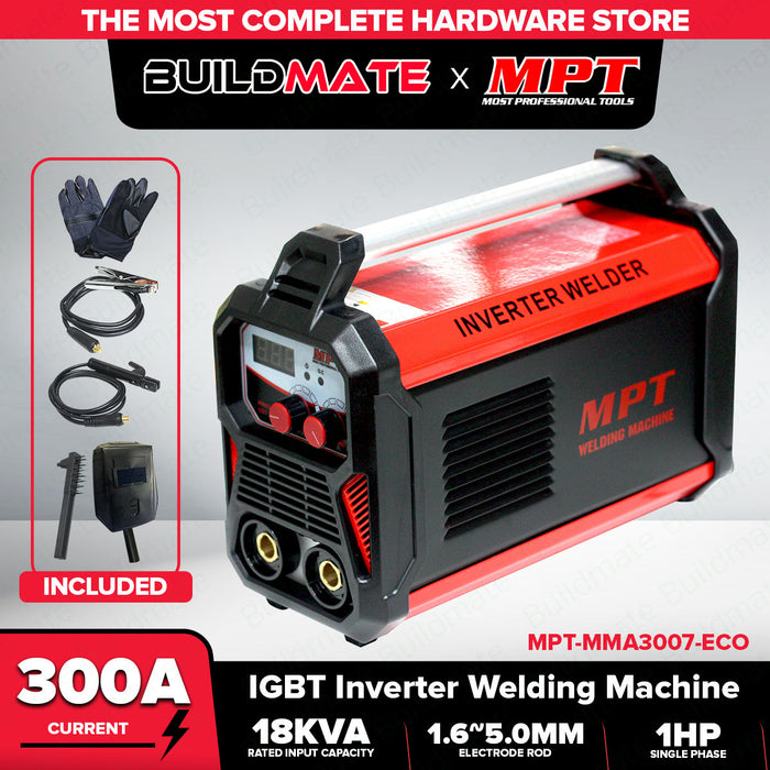 MPT 300A MMA Portable Inverter Welding Machine IGBT ARC Welder With Accessories MMA3007-ECO - PT • MOST PROFESSIONAL TOOLS •
