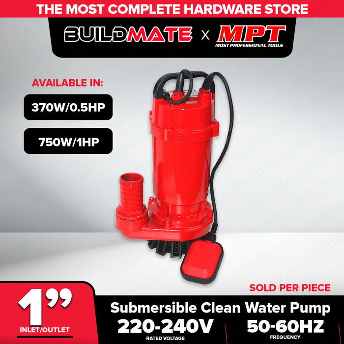 MPT 370W | 750W Submersible Clean Water Pump 60Hz MSCWP3703 | MSCWP7503 • MOST PROFESSIONAL TOOLS •