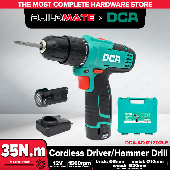 Buildmate x DCA 12V Cordless Hammer Drill/Driver 150W 35Nm 2x2.0Ah Kit ADJZ1202i-E